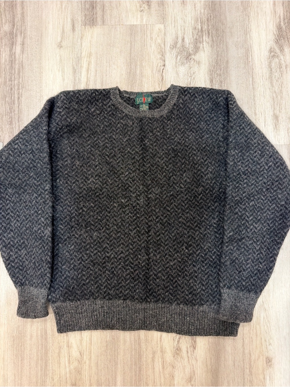 Vintage 90s J. Crew Gray Herringbone Crewneck Sweater size Large women